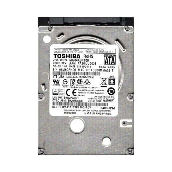 هارد لپ تاپی توشیبا 1TB (استوک - سلامت 100%)